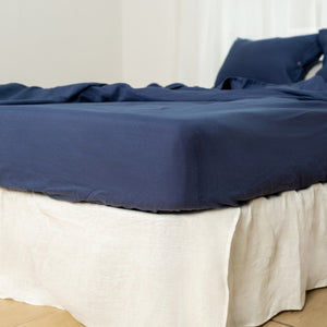 HomeRoots Navy Linen Fitted Sheet for California King - Soft, Breathable, Durable & Wrinkle-Resistant Comfort 568231