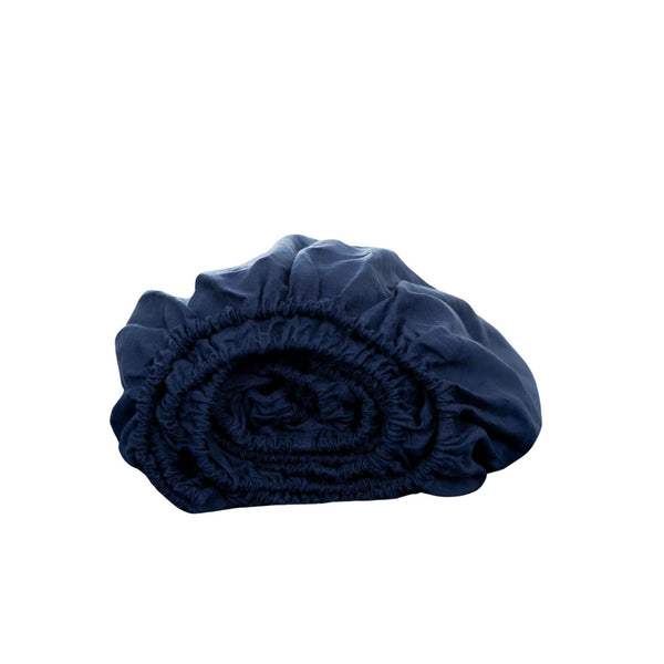 HomeRoots Navy Linen Fitted Sheet for California King - Soft, Breathable, Durable & Wrinkle-Resistant Comfort 568231