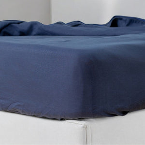 HomeRoots Navy Linen Fitted Sheet for California King - Soft, Breathable, Durable & Wrinkle-Resistant Comfort 568231