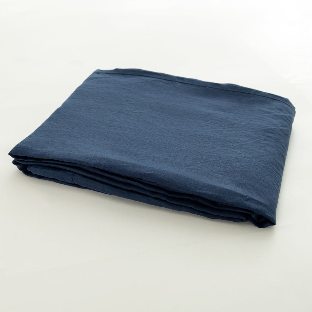 HomeRoots Navy Blue Linen King Fitted Sheet - Breathable, Durable & Soft for Luxurious Hotel Quality Comfort 568239