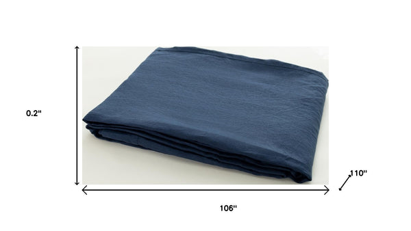 HomeRoots Navy Blue Linen King Fitted Sheet - Breathable, Durable & Soft for Luxurious Hotel Quality Comfort 568239