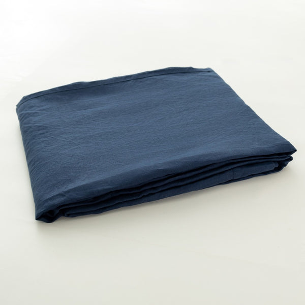 HomeRoots Navy Blue Linen King Fitted Sheet - Breathable, Durable & Soft for Luxurious Hotel Quality Comfort 568239