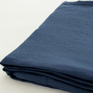 HomeRoots Navy Blue Linen King Fitted Sheet - Breathable, Durable & Soft for Luxurious Hotel Quality Comfort 568239
