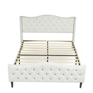 Homeroots Beige Tufted Upholstery King Bed Frame - Luxurious Design For A Stylish, Restful Bedroom Retreat  Metal 568241