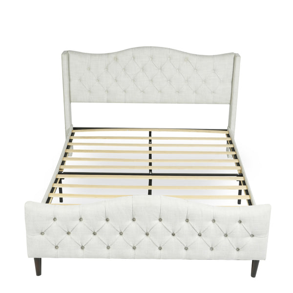 Homeroots Beige Tufted Upholstery King Bed Frame - Luxurious Design For A Stylish, Restful Bedroom Retreat  Metal 568241