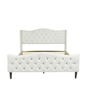 Homeroots Beige Tufted Upholstery King Bed Frame - Luxurious Design For A Stylish, Restful Bedroom Retreat  Metal 568241