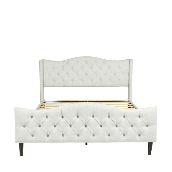 Homeroots Beige Tufted Upholstery King Bed Frame - Luxurious Design For A Stylish, Restful Bedroom Retreat  Metal 568241