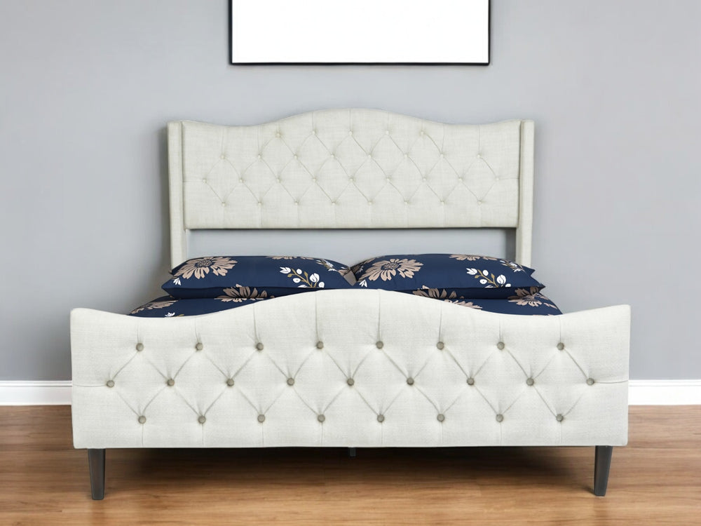 Homeroots Beige Tufted Upholstery King Bed Frame - Luxurious Design For A Stylish, Restful Bedroom Retreat  Metal 568241