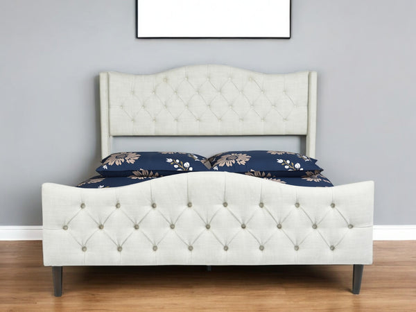 Homeroots Beige Tufted Upholstery King Bed Frame - Luxurious Design For A Stylish, Restful Bedroom Retreat  Metal 568241