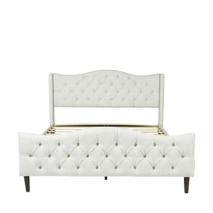 Homeroots Beige Tufted Upholstery King Bed Frame - Luxurious Design For A Stylish, Restful Bedroom Retreat  Metal 568241