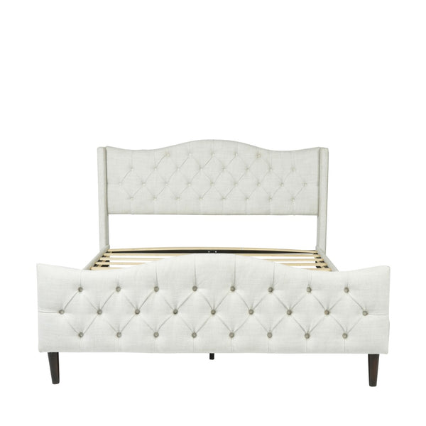Homeroots Beige Tufted Upholstery King Bed Frame - Luxurious Design For A Stylish, Restful Bedroom Retreat  Metal 568241