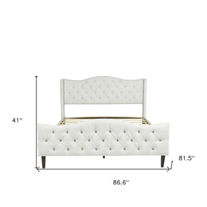 Homeroots Beige Tufted Upholstery King Bed Frame - Luxurious Design For A Stylish, Restful Bedroom Retreat  Metal 568241