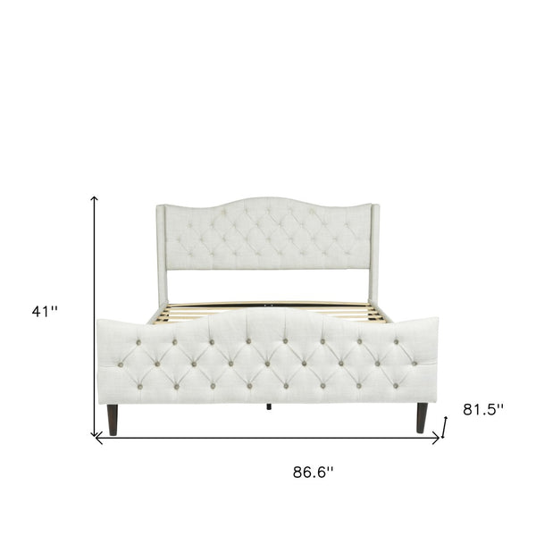 Homeroots Beige Tufted Upholstery King Bed Frame - Luxurious Design For A Stylish, Restful Bedroom Retreat  Metal 568241