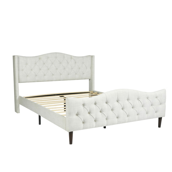 Homeroots Beige Tufted Upholstery King Bed Frame - Luxurious Design For A Stylish, Restful Bedroom Retreat  Metal 568241