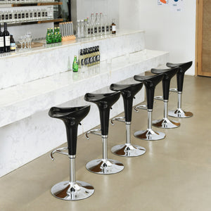 Homeroots Set Of Two Black And Silver Heavy Duty Plastic And Metal Low Back Adjustable Height Swivel Bar Chairs   568244