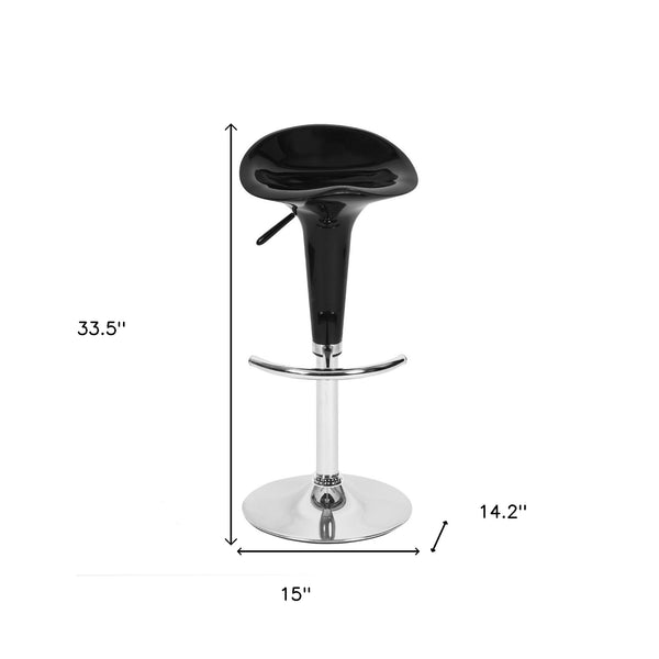 Homeroots Set Of Two Black And Silver Heavy Duty Plastic And Metal Low Back Adjustable Height Swivel Bar Chairs   568244