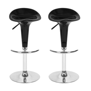 Homeroots Set Of Two Black And Silver Heavy Duty Plastic And Metal Low Back Adjustable Height Swivel Bar Chairs   568244