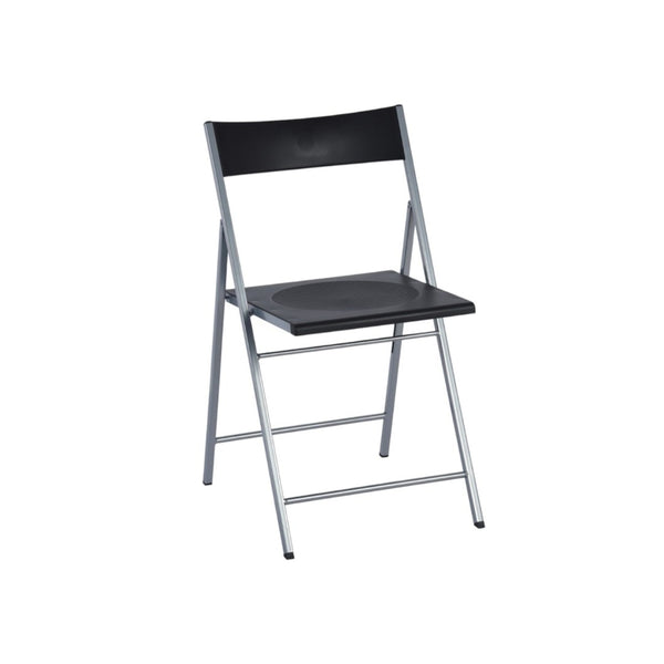 HomeRoots Set of Six Versatile Black and Silver Folding Side Chairs for Easy Storage and Stylish Seating Solutions 568250