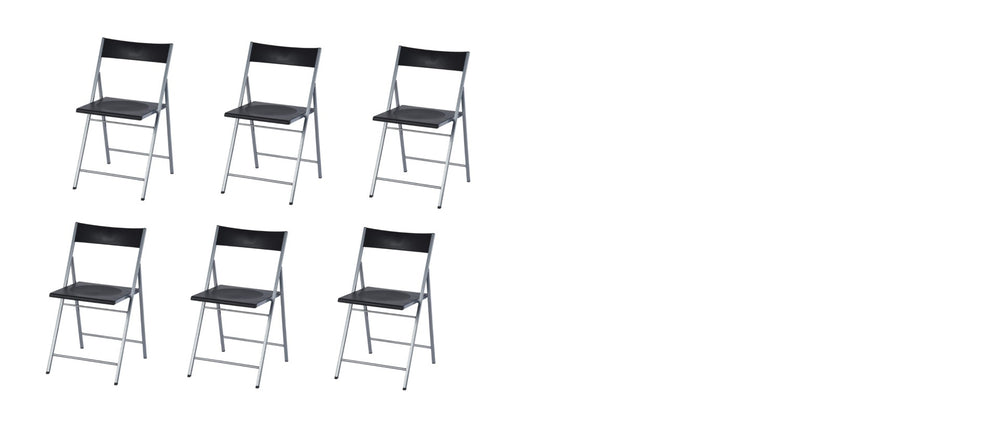 HomeRoots Set of Six Versatile Black and Silver Folding Side Chairs for Easy Storage and Stylish Seating Solutions 568250