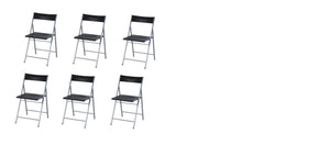 HomeRoots Set of Six Versatile Black and Silver Folding Side Chairs for Easy Storage and Stylish Seating Solutions 568250