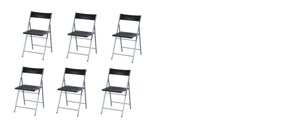 HomeRoots Set of Six Versatile Black and Silver Folding Side Chairs for Easy Storage and Stylish Seating Solutions 568250