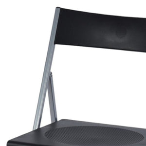 HomeRoots Set of Six Versatile Black and Silver Folding Side Chairs for Easy Storage and Stylish Seating Solutions 568250