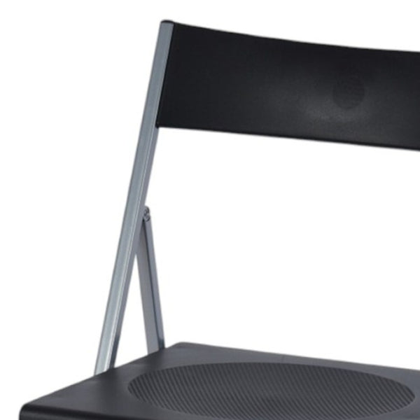 HomeRoots Set of Six Versatile Black and Silver Folding Side Chairs for Easy Storage and Stylish Seating Solutions 568250