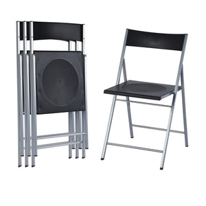 HomeRoots Set of Six Versatile Black and Silver Folding Side Chairs for Easy Storage and Stylish Seating Solutions 568250
