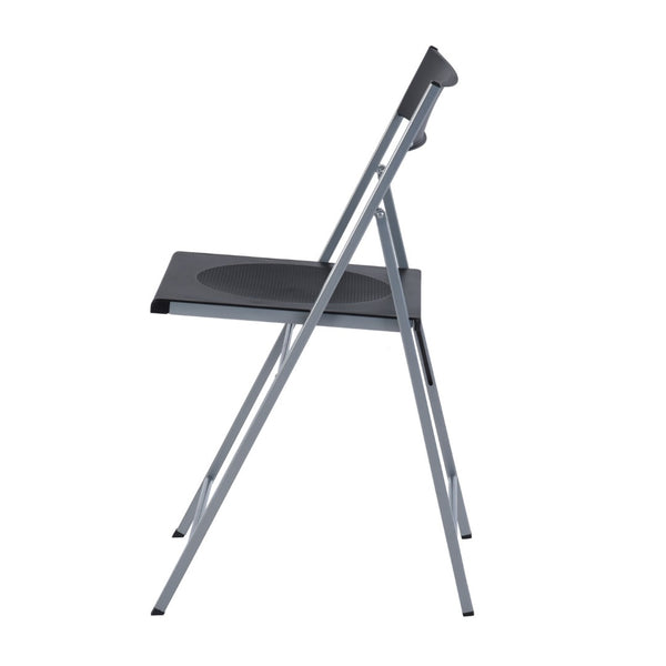HomeRoots Set of Six Versatile Black and Silver Folding Side Chairs for Easy Storage and Stylish Seating Solutions 568250