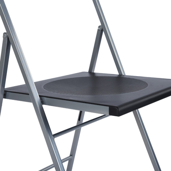 HomeRoots Set of Six Versatile Black and Silver Folding Side Chairs for Easy Storage and Stylish Seating Solutions 568250