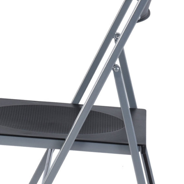 HomeRoots Set of Six Versatile Black and Silver Folding Side Chairs for Easy Storage and Stylish Seating Solutions 568250