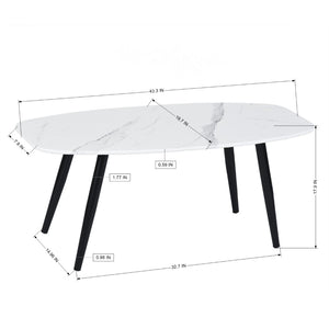Homeroots 43" Stylish White And Black Faux Marble Coffee Table With Durable Steel Base For Modern Spaces   568251
