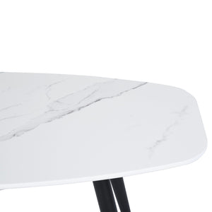 Homeroots 43" Stylish White And Black Faux Marble Coffee Table With Durable Steel Base For Modern Spaces   568251