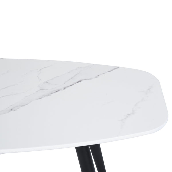 Homeroots 43" Stylish White And Black Faux Marble Coffee Table With Durable Steel Base For Modern Spaces   568251