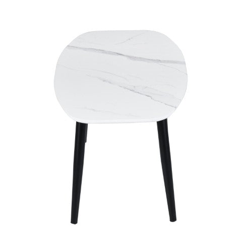 Homeroots 43" Stylish White And Black Faux Marble Coffee Table With Durable Steel Base For Modern Spaces   568251