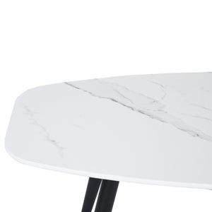 Homeroots 43" Stylish White And Black Faux Marble Coffee Table With Durable Steel Base For Modern Spaces   568251
