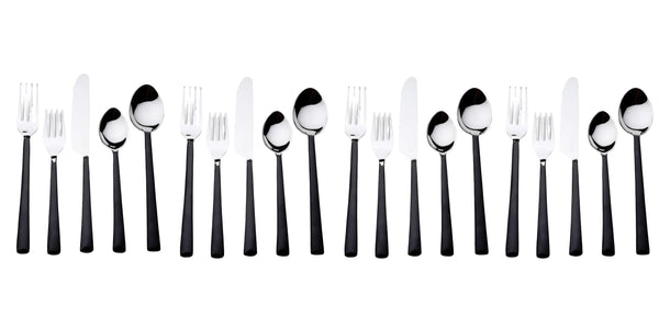 Homeroots Matte Black Stainless Steel Twenty Piece Hand Forged Flatware Set   568256
