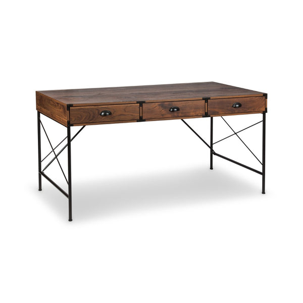 HomeRoots 59" Elegant Brown Wall-Mounted H-Shape Writing Desk with 3 Drawers for Home Office & Study 568259