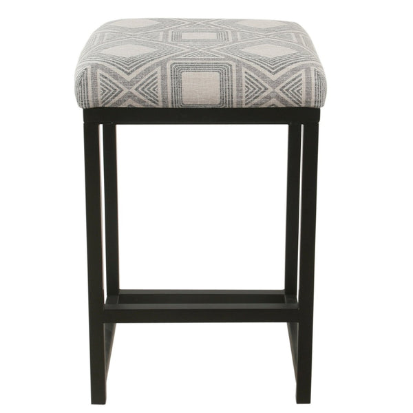 English Elm Open Back Counter Stool Powder Coated Frame Padded Woven Seat for Kitchen Bar B056P417125
