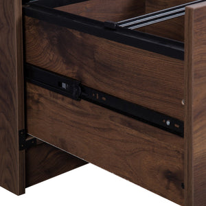 Homeroots 59" Walnut Wood Pedestal Computer Desk - Stylish Executive Design With 4 Drawers For Office Storage   568261