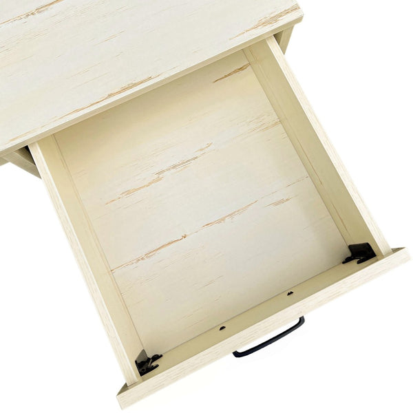 HomeRoots 47" Antiqued White Wall-Mounted Pedestal Writing Desk – Stylish Space-Saving Solution for Any Room 568262