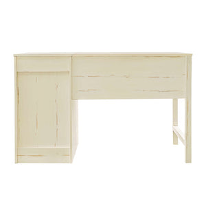 HomeRoots 47" Antiqued White Wall-Mounted Pedestal Writing Desk – Stylish Space-Saving Solution for Any Room 568262