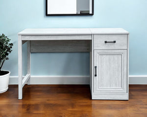 Homeroots 47" Light Gray Wood Writing Desk - Stylish And Functional Home Office Furniture With Hidden Storage   568263