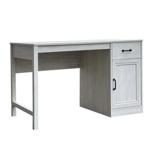 Homeroots 47" Light Gray Wood Writing Desk - Stylish And Functional Home Office Furniture With Hidden Storage   568263
