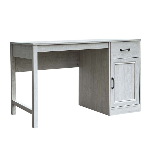 Homeroots 47" Light Gray Wood Writing Desk - Stylish And Functional Home Office Furniture With Hidden Storage   568263