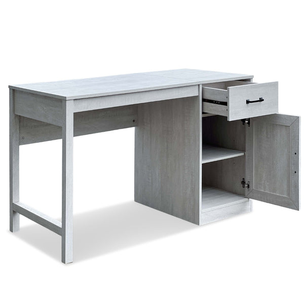 Homeroots 47" Light Gray Wood Writing Desk - Stylish And Functional Home Office Furniture With Hidden Storage   568263