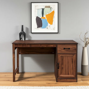 HomeRoots 47" Walnut Wood Writing Desk - Stylish & Versatile with Reversible Design, Storage Drawer & Classic Finish 568264
