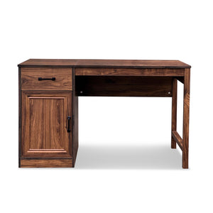 Homeroots 47" Walnut Wood Writing Desk - Stylish Versatile Design With Hidden Storage For Home Office & Living Room   568264