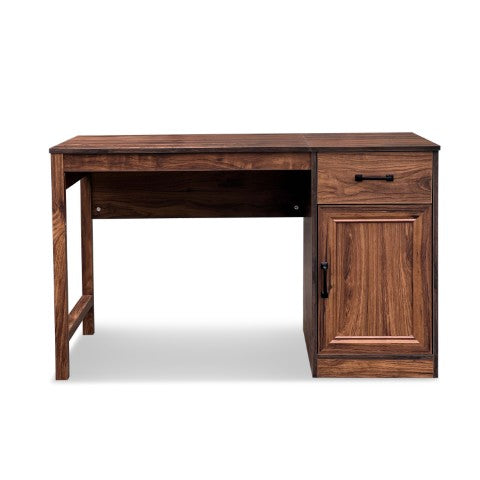 Homeroots 47" Walnut Wood Writing Desk - Stylish Versatile Design With Hidden Storage For Home Office & Living Room   568264
