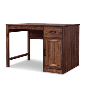Homeroots 47" Walnut Wood Writing Desk - Stylish Versatile Design With Hidden Storage For Home Office & Living Room   568264